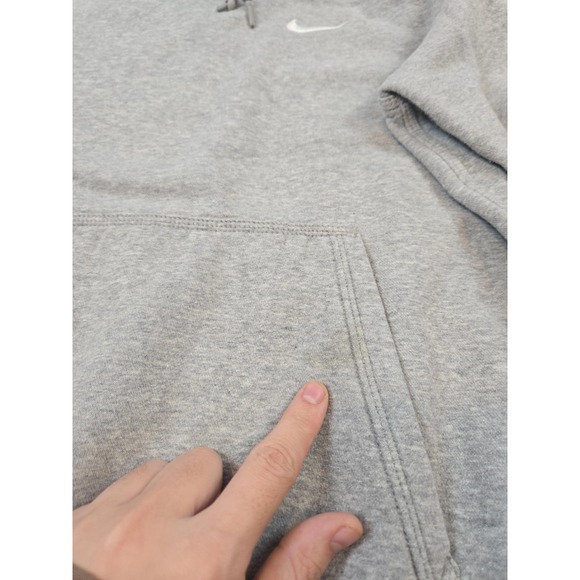 Nike Hoodie Mens Medium Gray Club Fleece Pullover Sweatshirt Swoosh Logo - Picture 4 of 12